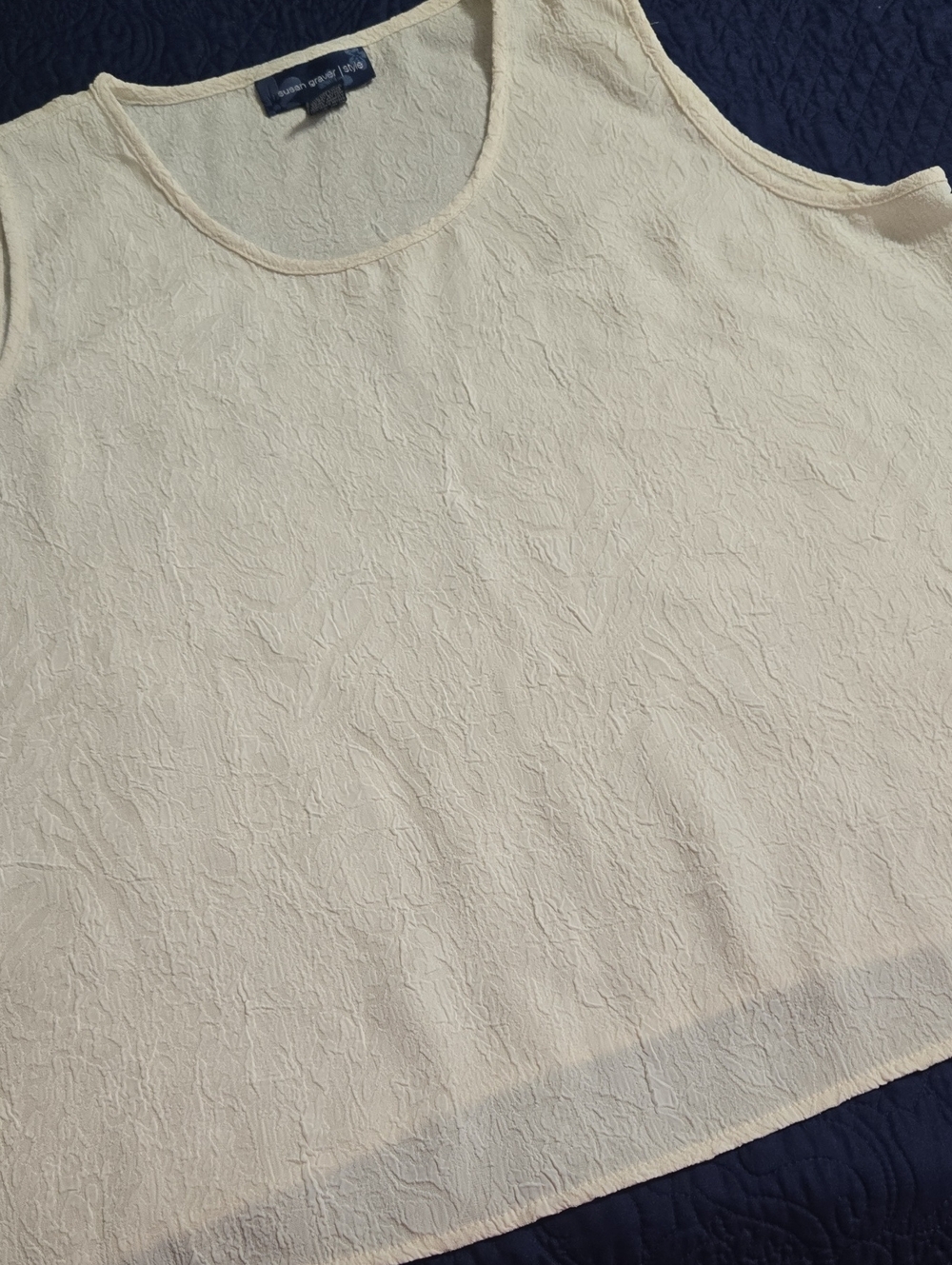 Susan Graver| Style Ivory Textured Scoop Neck Tank Size 2X